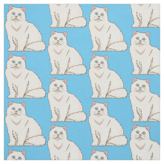 ペルシャ猫のイラストレーション ファブリック (見本)