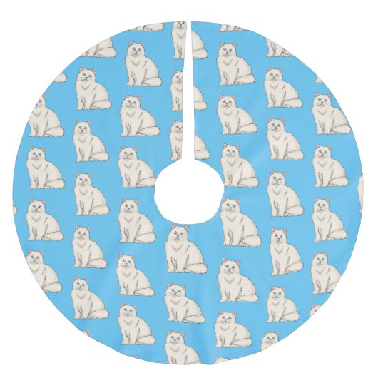 ペルシャ猫のイラストレーション ブラッシュドポリエステルツリースカート (正面)