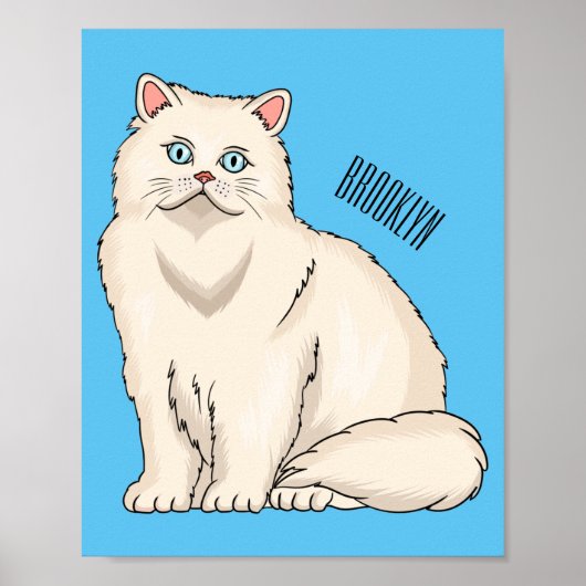 ペルシャ猫のイラストレーション ポスター (正面)