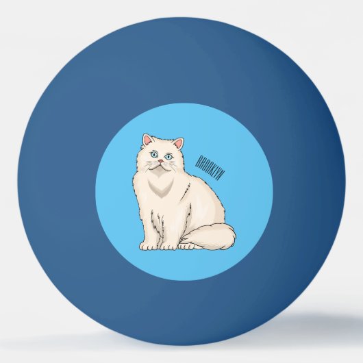 ペルシャ猫のイラストレーション 卓球ボール (正面)