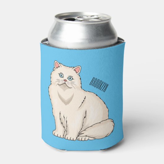 ペルシャ猫のイラストレーション 缶クーラー (缶正面)