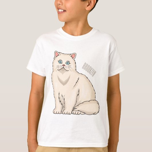 ペルシャ猫のイラストレーション Tシャツ (正面)