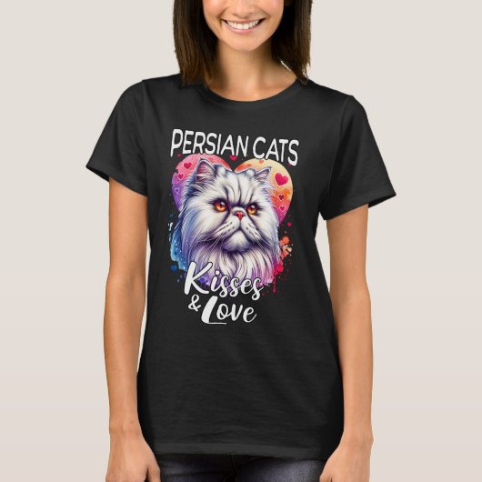 ペルシャ猫のキス ペルシャ猫 愛 Tシャツ (正面)