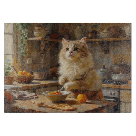 ペルシャ猫のキッチン料理 カッティングボード (正面)