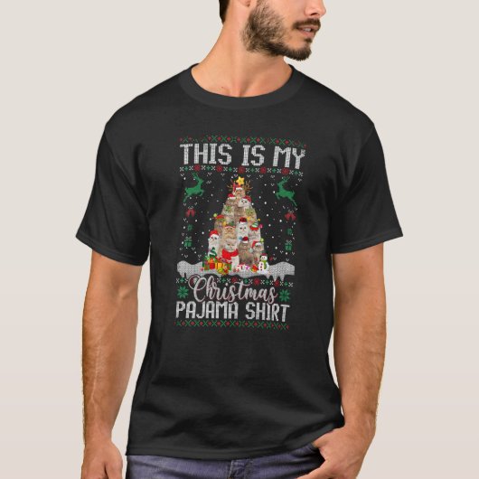 ペルシャ猫のクリスマスパジャマ Tシャツ (正面)