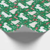 ペルシャ猫のクリスマスパターン緑 ラッピングペーパー (角)