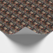 ペルシャ猫のクリスマスプレゼント暖炉 ラッピングペーパー (角)