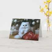 ペルシャ猫のクリスマス・ストッキング カード (黄色い花)