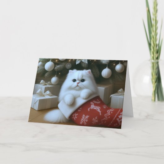 ペルシャ猫のクリスマス・ストッキング カード (正面)