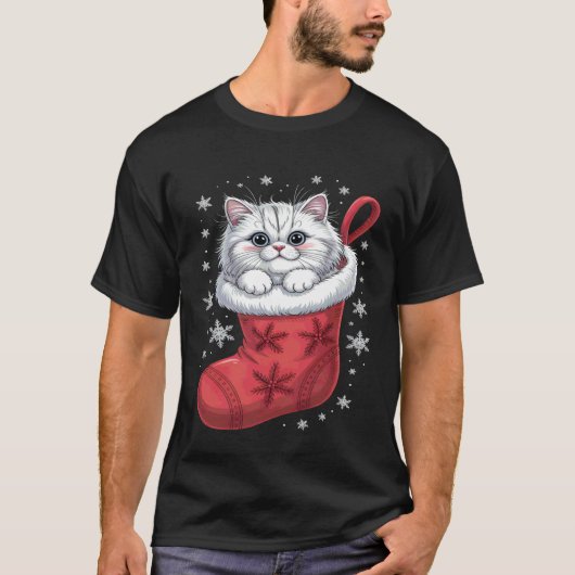 ペルシャ猫のクリスマス Tシャツ (正面)