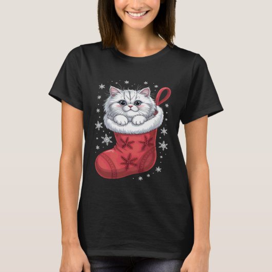 ペルシャ猫のクリスマス Tシャツ (正面)