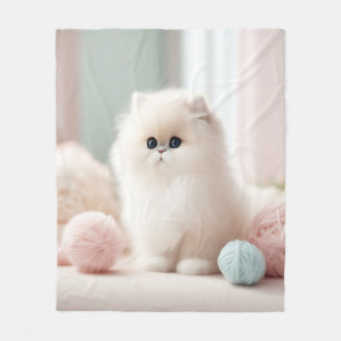 ペルシャ猫のソフトパステルドリーム フリースブランケット