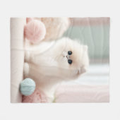 ペルシャ猫のソフトパステルドリーム フリースブランケット (正面(横))