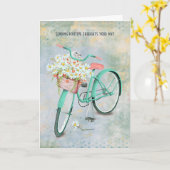 ペルシャ猫のデイジー考える入り カード (黄色い花)