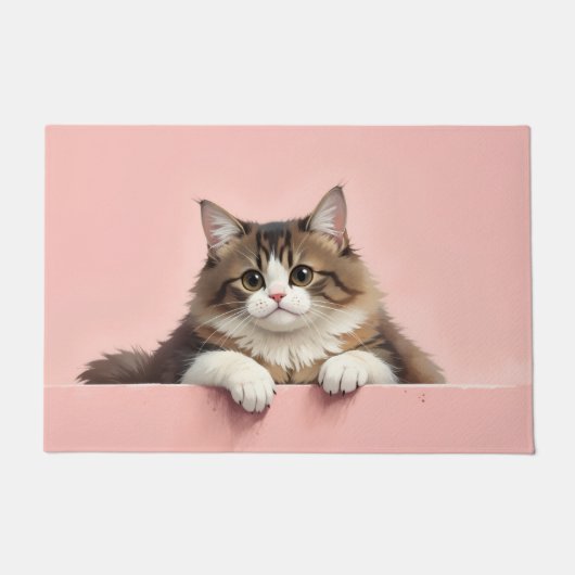 ペルシャ猫のドアマット アート ドアマット (正面)