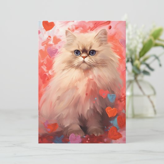 ペルシャ猫のバレンタインデー シーズンカード (スタンド正面)
