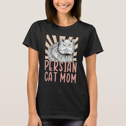 ペルシャ猫のママ 猫飼い ペルシャ ロングヘア_1 Tシャツ (正面)