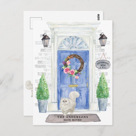 ペルシャ猫の動きのお知らせはがき ポストカード (正面/裏面)