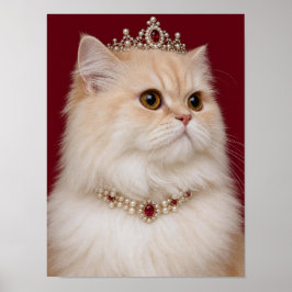 ペルシャ猫の壁掛けアート - 王妃ペット肖像画 ポスター