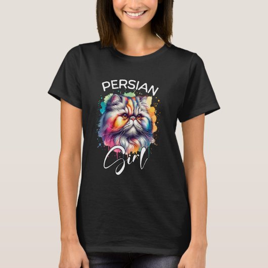 ペルシャ猫の女の子 ペルシャ猫 Tシャツ (正面)