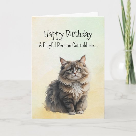 ペルシャ猫の性格 誕生日 おもしろ アニマル カード (正面)