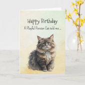 ペルシャ猫の性格 誕生日 おもしろ アニマル カード (黄色い花)