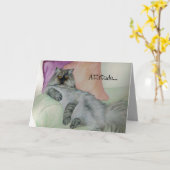 ペルシャ猫の態度の誕生日カード カード (黄色い花)