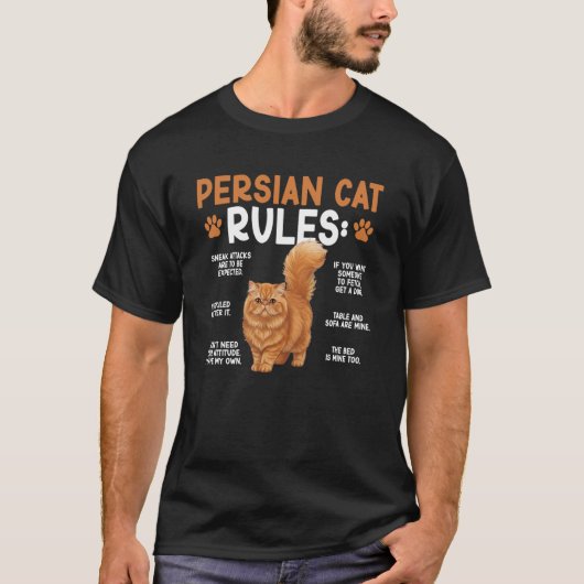 ペルシャ猫の掟 ペルシャ猫飼い ペルシャ猫好き Tシャツ (正面)