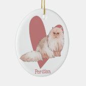 ペルシャ猫の水彩子猫ピンクハート セラミックオーナメント (右)