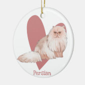 ペルシャ猫の水彩子猫ピンクハート セラミックオーナメント (左)