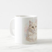 ペルシャ猫の水彩画肖像画 コーヒーマグカップ (正面左)