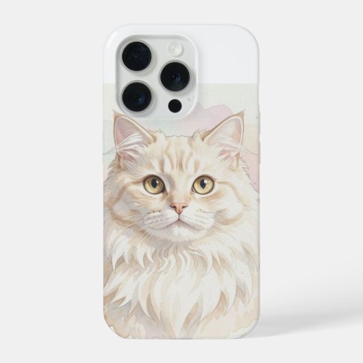 ペルシャ猫の水彩画肖像画 iPhoneケース (裏面)