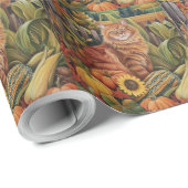 ペルシャ猫の秋の収穫感謝祭 ラッピングペーパー (ロールコーナー)