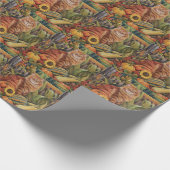 ペルシャ猫の秋の収穫感謝祭 ラッピングペーパー (角)