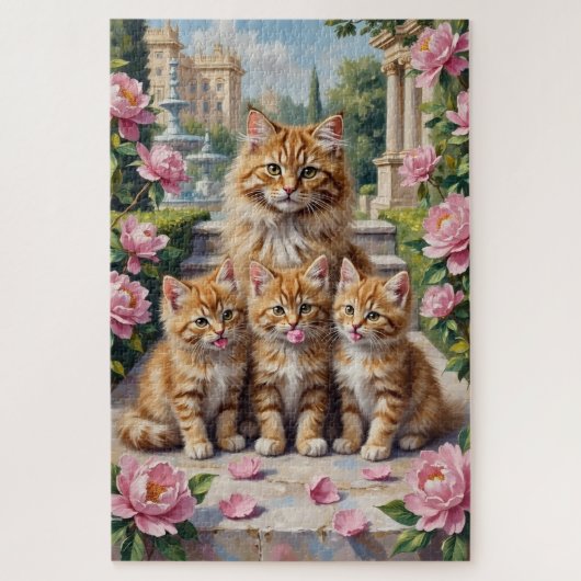 ペルシャ猫の芍薬宮殿アート ジグソーパズル (縦)