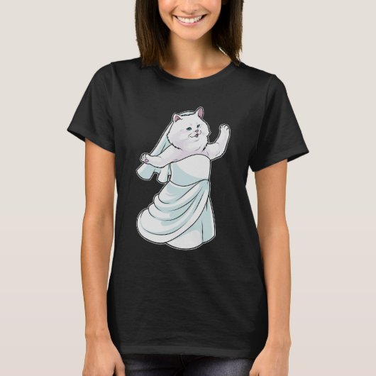 ペルシャ猫の花嫁ドレス ウェディング Tシャツ (正面)
