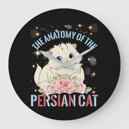 ペルシャ猫の解剖学 ラージ壁時計 (正面)