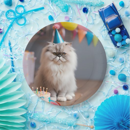 ペルシャ猫の誕生日パーティー ペーパープレート (パーティー)