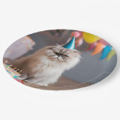 ペルシャ猫の誕生日パーティー ペーパープレート (アングル)