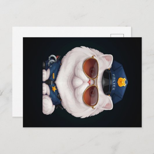 ペルシャ猫の警察官|警察職への贈り物 案内ポストカード (正面/裏面)