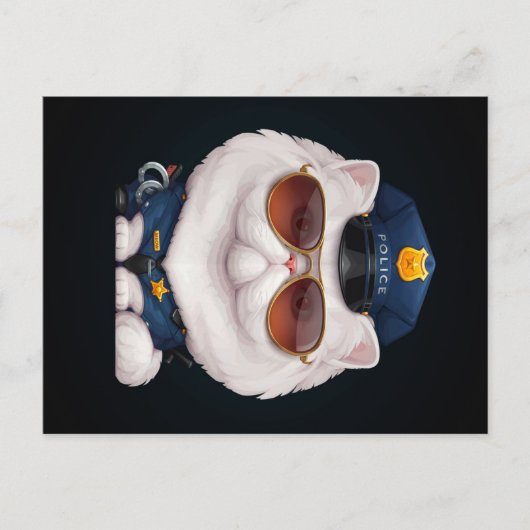 ペルシャ猫の警察官|警察職への贈り物 案内ポストカード (正面)