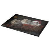 ペルシャ猫の雪そりクリスマスデコ カッティングボード (角)