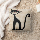 ペルシャ猫の黒と白のキリムクッション クッション (ブランケット)