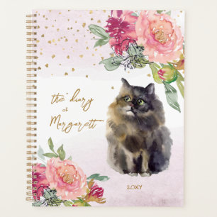 ペルシャ猫イラストレーション花女日記日記 プランナー手帳