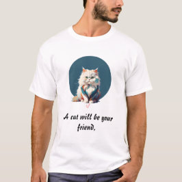 ペルシャ猫カラフルの飛び絵を描抽象芸術 Tシャツ