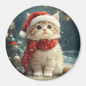 ペルシャ猫クリスマスヴィンテージビーチ マグネット (正面)