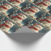 ペルシャ猫クリスマスヴィンテージビーチ ラッピングペーパー (角)
