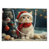 ペルシャ猫クリスマスヴィンテージビーチ ラージペーパーバッグ (裏面)