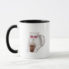 ペルシャ猫コンフォートカラーズTシャツ、アイスコーヒー猫 マグカップ