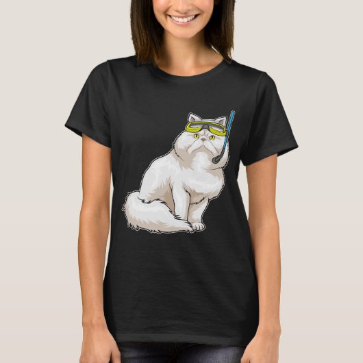 ペルシャ猫ダイバーシュノーケル Tシャツ (正面)